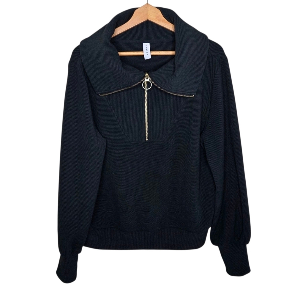 Varley | Vine Half-Zip Black Ribbed Pullover Size Large